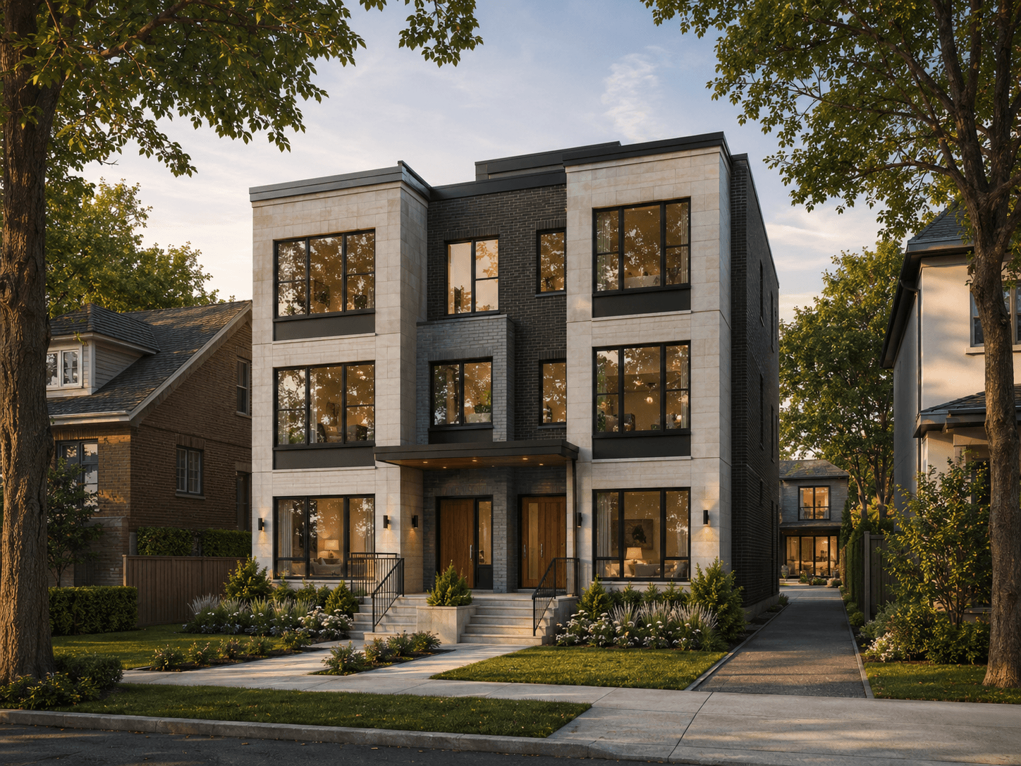 Toronto multiplex development with fourplex and garden suite by BLVD Build